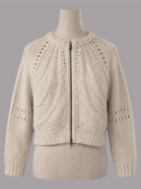 Sparrow Cream Cable Knit Zip Cardigan